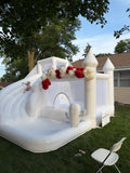 White Bounce House for Adult Kids, 16FT Large Commercial PVC Bounce House Castle w/Widened Curved Slide