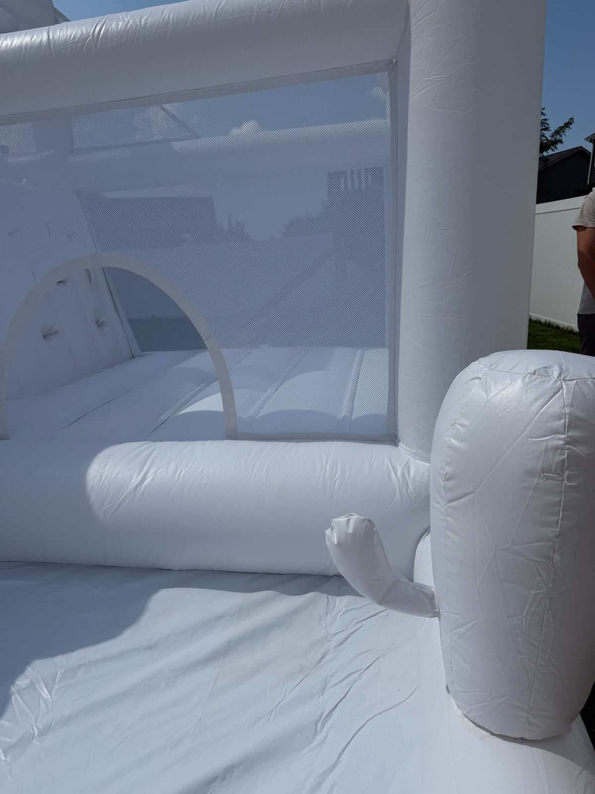 White Bounce House for Adult Kids, 16FT Large Commercial PVC Bounce House Castle w/Widened Curved Slide