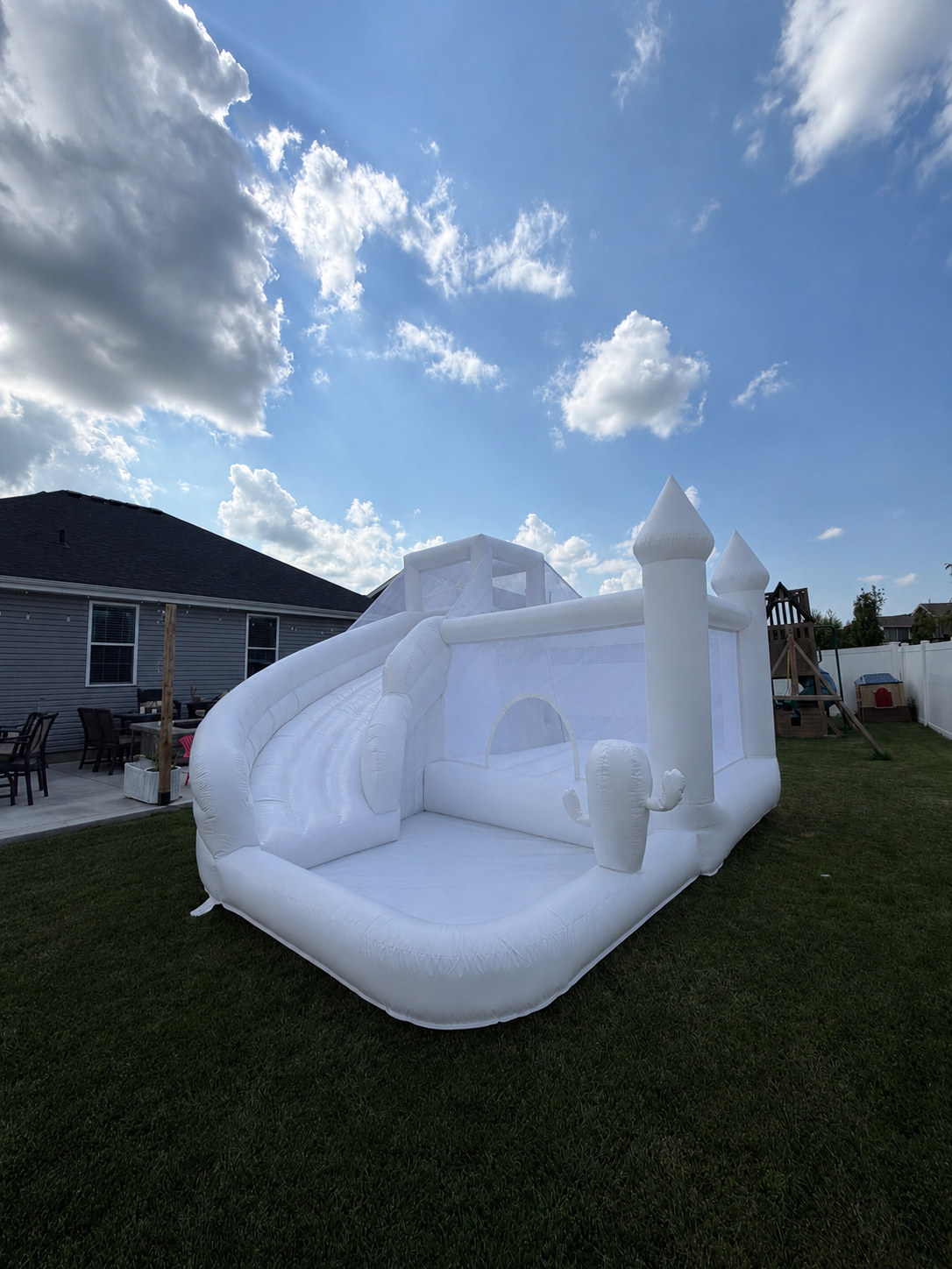 White Bounce House for Adult Kids, 16FT Large Commercial PVC Bounce House Castle w/Widened Curved Slide
